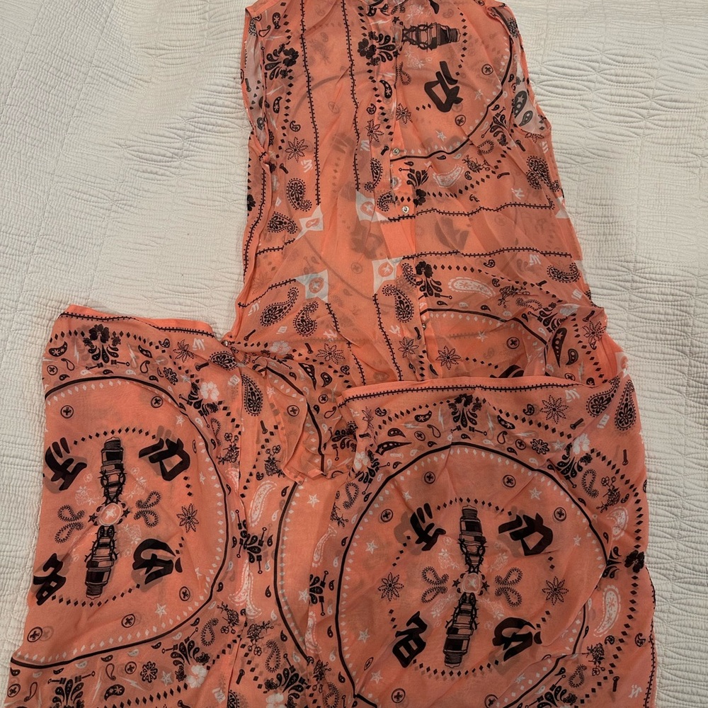 Diesel Asian Limited edition Coral and Black Patterned Blouse Size XS